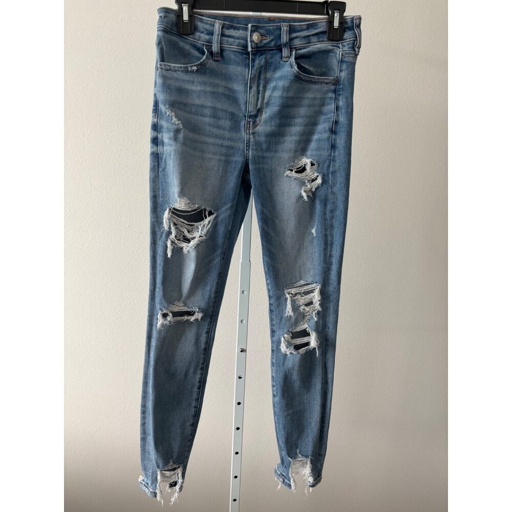 AE Jeggings 8 Next Level Stretch Distressed High Rise Festival Grunge Streetwear - Picture 2 of 16